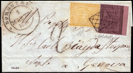 PARMA 1854 (1 mar.)Lettera con testo da Borgotaro per Genova affrancata per...