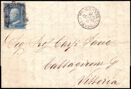 SICILIA 1859 (8 gen.)Lettera con testo spedita da Palermo per Vittoria...