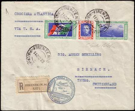 REGNO D'ITALIA 1933 (14 giu.)Posta aerea "Crociera del Decennale". Busta con...