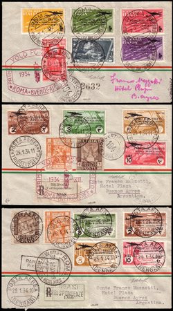 REGNO D'ITALIA, CIRENAICA, TRIPOLITANIA 1934Posta aerea "Roma-Buenos Aires"....