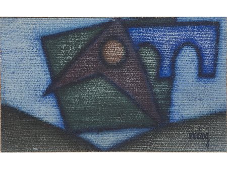 Dordevic Miodrag (1936) Composizione 25x42 cm Olio su tela