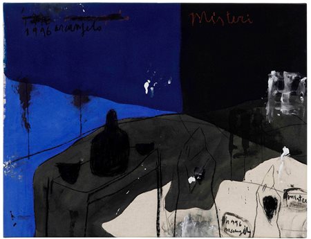 Arcangelo (1956) Misteri, 1996 acrilico e pastello su tela, cm 60x78 firmato...