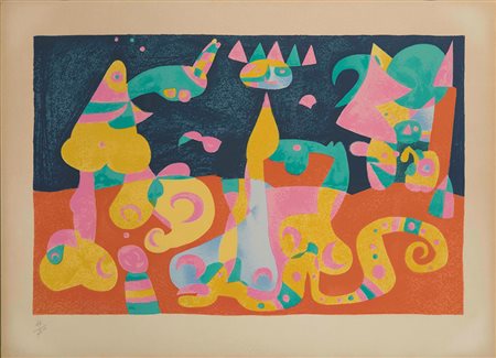 Joan Mirò (1893-1983) Lotto di tre grafiche Senza titolo litografia a colori,...
