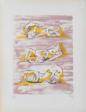 Henry Moore (1898-1986) Senza titolo, 1971 litografia a colori, cm 43x33...