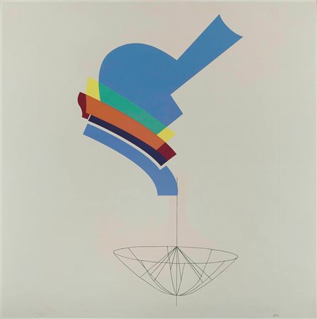 Man Ray (1890-1976) Senza titolo litografia a colori, cm 94x93 siglata in...