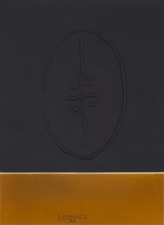 LORENZO PIEMONTI (1935-2015)Ovale 1446 (Nero nel nero), 1966Nicro acrilico e...