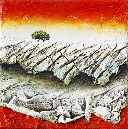 MARIO PASCHETTA (1949)Landscape in red, 2010Olio e applicazioni su telacm...