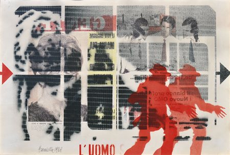 Paolo Baratella Senza titolo, 1968;Tecnica mista, 49,5 x 69,5 cm Firma, data