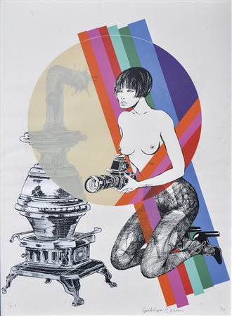 Eugenio Carmi/Guido Crepax Valentina, 1974;Litografia a col., 70 x 50 cm Firma