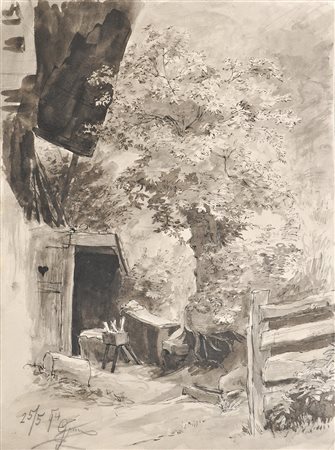 Hugo Grimm Bauernhof in Mühlau/Innsbruck, 1894;Tusche, 32,5 x 24,3 cm...