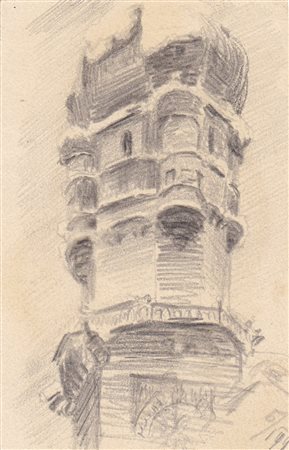 Hugo Grimm Stadtturm von Innsbruck, 1899;Bleistift, 13,9 x 9 cm Datiert...