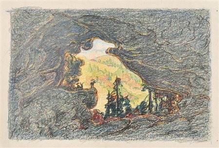 Hugo Grimm Höttingergufel;Farbkreiden, 20,5 x 29,5 cm Betitelt