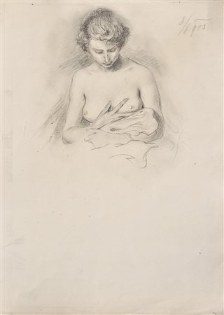 Hugo Grimm Halbakt;Bleistift, 39,6 x 28,6 cm Datiert