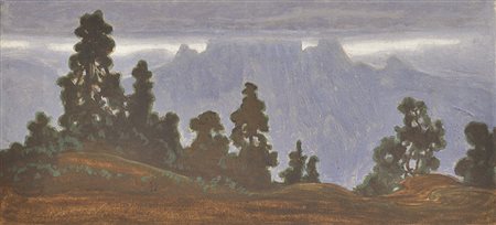 Hugo Grimm Tiroler Gebirgslandschaft, Wolkenstimmung;Gouache, 9 x 19,2 cm