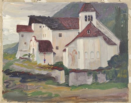 Hugo Grimm St. Peter bei Schloss Tirol;Öl auf Karton, 26 x 32,5 cm