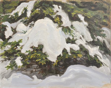 Hugo Grimm Baum im Schnee;Öl auf Karton, 25 x 31 cm