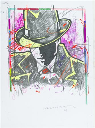 Enrico Manera Asmara 1948 Dick tracy, 2003 Tecnica mista su cartoncino,...