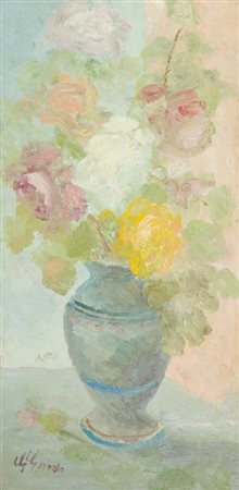 Guido Guidi Livorno 1901 - Livorno 1998 Vaso di fiori Olio su tavola, cm....