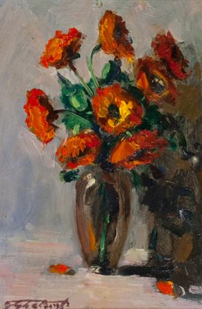 Giovanni Ghelardi Fiori gialli, 1980 Olio su tavola, cm. 21x14 Firmato in...