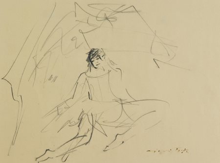 Gianni Testa Roma 1936 Ballerina Carboncino su carta, cm. 36x48 Firmato in...