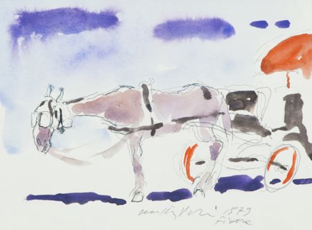 Walter Piacesi Ascoli Piceno 1929 Cavallo a riposo, 1979 Acquerello su carta,...