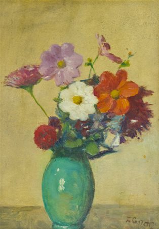 Romeo Costetti 1871 - 1957 Vaso di fiori, anni '40 Olio su tavola, cm. 41x30...