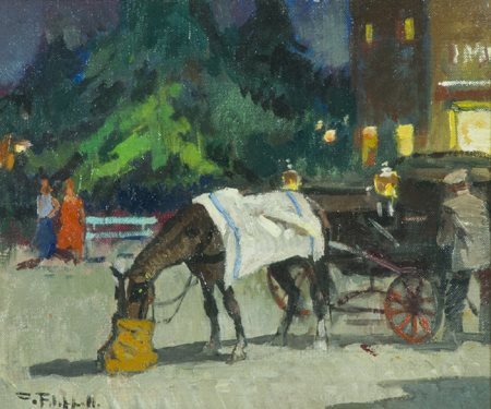 Cafiero Filippelli Livorno 1889 - Livorno 1973 Cavallo a riposo Olio su...