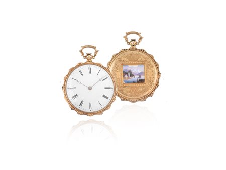 GIRARD & BORNAND, ST. CROIX, 1830 CIRCA OROLOGIO DA TASCA IN ORO 18 K E...