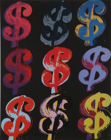 WARHOL ANDY (1928 - 1987) $9 on black. Litografia. Cm 59,00 x 79,00. 6/35....