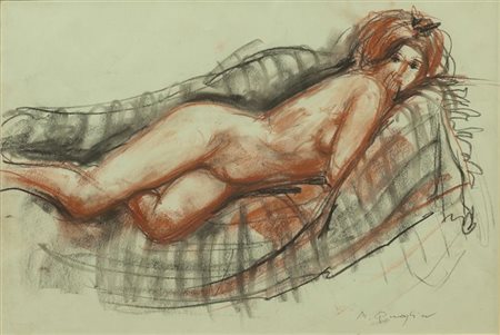 QUAGLINO MASSIMO Refrancore (AT) 1899 - 1982 Torino "Nudo disteso" 27,5x39,5...