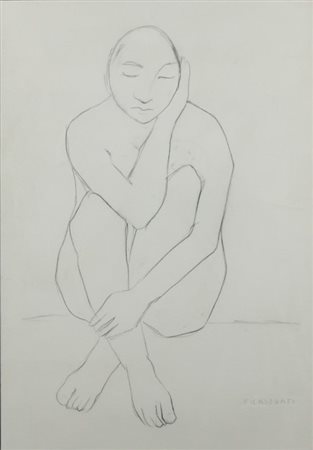 Felice Casorati (Novara 1883 - Torino 1963) Figura femminile Dim.50x35 Matita...