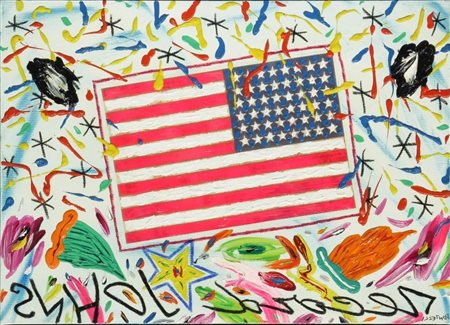 Bruno Donzelli (Napoli 1941) Ricordando Jasper Johns Dim.50x70 Tecnica mista...