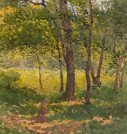GIORGIO KIENERKFirenze, 1869 - Fauglia, 1948 Studio di bosco Acquarello su...