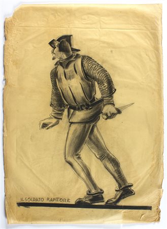 PUBLIO MORBIDUCCIRoma, 1889 - 1963 Soldato rapitore Carboncino su carta, 74 x...