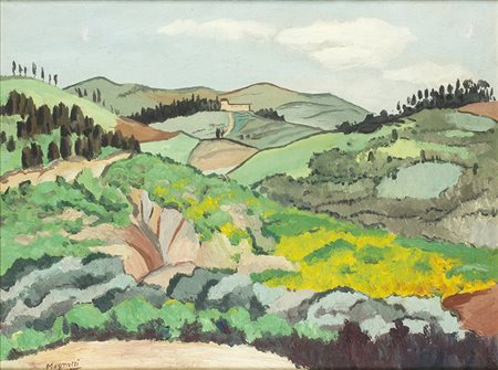 ALBERTO MAGNELLIFirenze, 1888 - Meudon, 1971 Paesaggio toscano, 1924 Olio su...