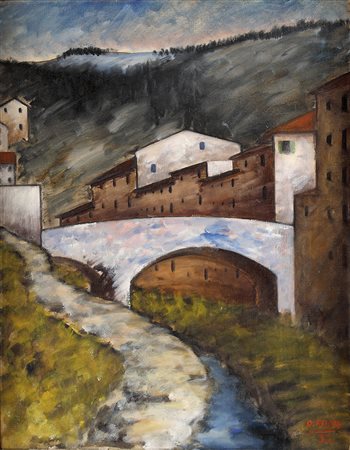 OTTONE ROSAIFirenze, 1895 - Ivrea, 1957 Il ponte sul Mugnone, 1932 Olio su...