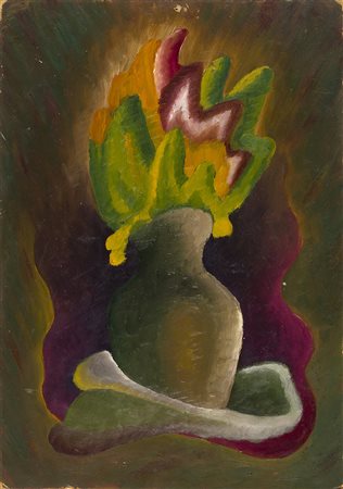 WLADIMIRO TULLIMacerata, 1922 - 2003 Il vaso di fiori, 1943 Olio su masonite,...