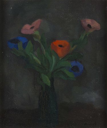 GIOVANNI OMICCIOLIRoma, 1901 - 1975 Fiori, fine 1942 Olio su tela, 34 x 28,5...