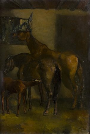 ALBERTO ZIVERIRoma, 1908 - 1990 Cavalli, 1937 Olio su tela, 105 x 80 cm circa...