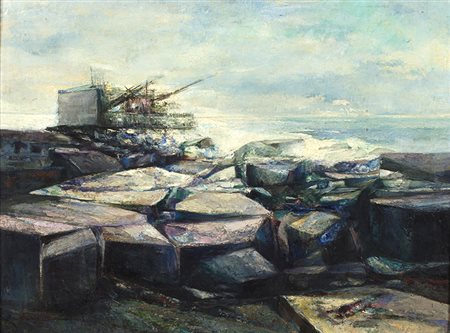 RENZO VESPIGNANIRoma, 1924 - 2001 Fiumicino Olio su tela, 76 x 100,5 cm...