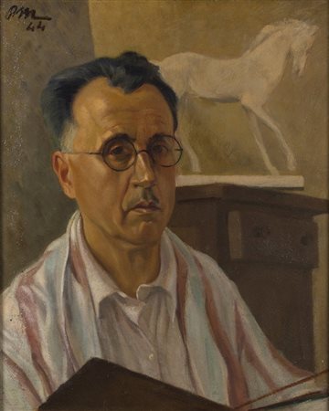 PUBLIO MORBIDUCCIRoma, 1889 - 1963 Autoritratto, 1944 Olio su tavola, 55 x 44...