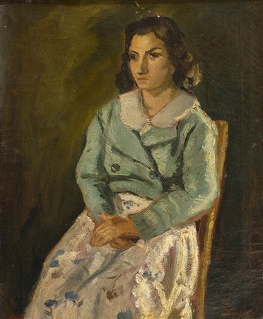 ACHILLE SDRUSCIARoma, 1910 - 1994 Ritratto femminile, 1939 Olio su tela, 60 x...