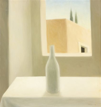 TITO ROSSINIFormia, 1963 Interno con bottiglia, 1994 Olio su tavola, 60 x 57...