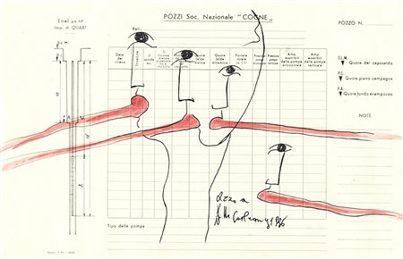 CAROL RAMA (1918 - 2015) Malelingue, 1996 acquerello e china su carta, cm...