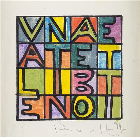 ALIGHIERO BOETTI (1940 - 1994) Valentina e Boetti, 1994 tecnica mista su...