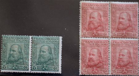 1910 num.87 coppia+num.88 quartina, senza linguella Prezzo di catalogo : 720 €