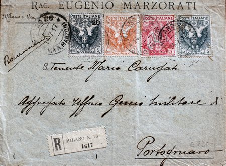 1915/16 num.102-105 su busta Prezzo di catalogo : 450 €