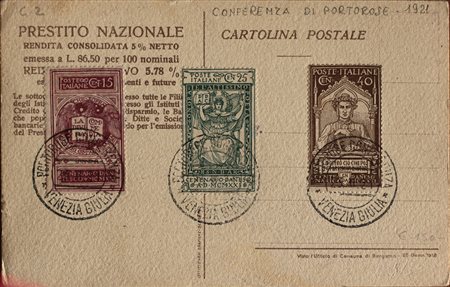 1921 num.116-118 su cartolina del prestito Nazionale con annullo speciale...