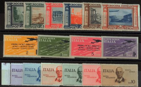 1933/34 aerea 45-50, 56-59, 83-88 senza linguella Prezzo di catalogo : 725 €