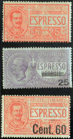 1903/22 espressi num.1,3,6 senza linguella Prezzo di catalogo : 500 €